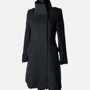 BCBGMAXAZRIA Wool Blend Black Pea Coat Woven